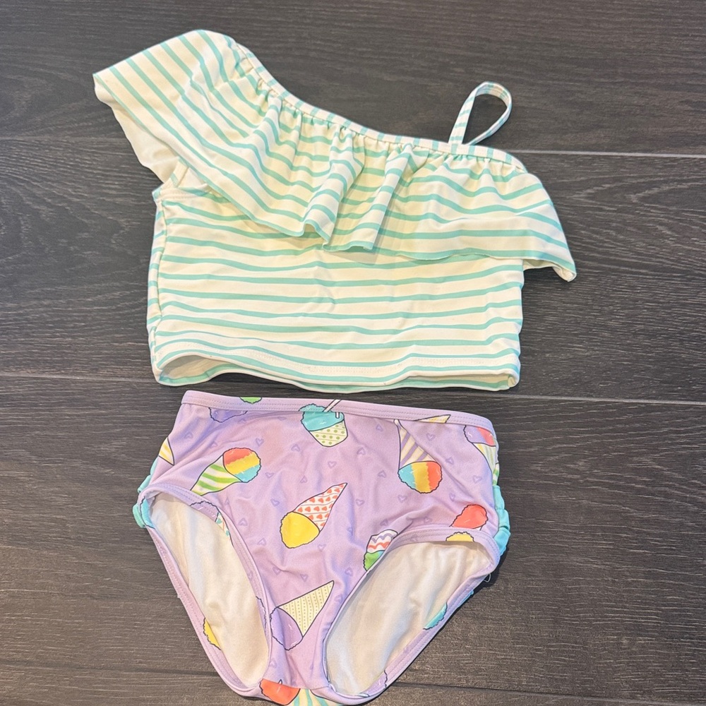 Ruffle Butts Aqua and Lavender Bikini Set